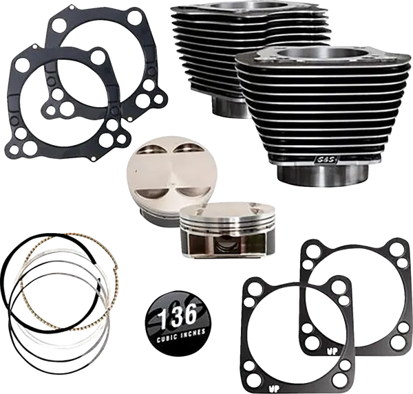 Cylinder Kit 136" with Highlighted Black Granite Fins M8