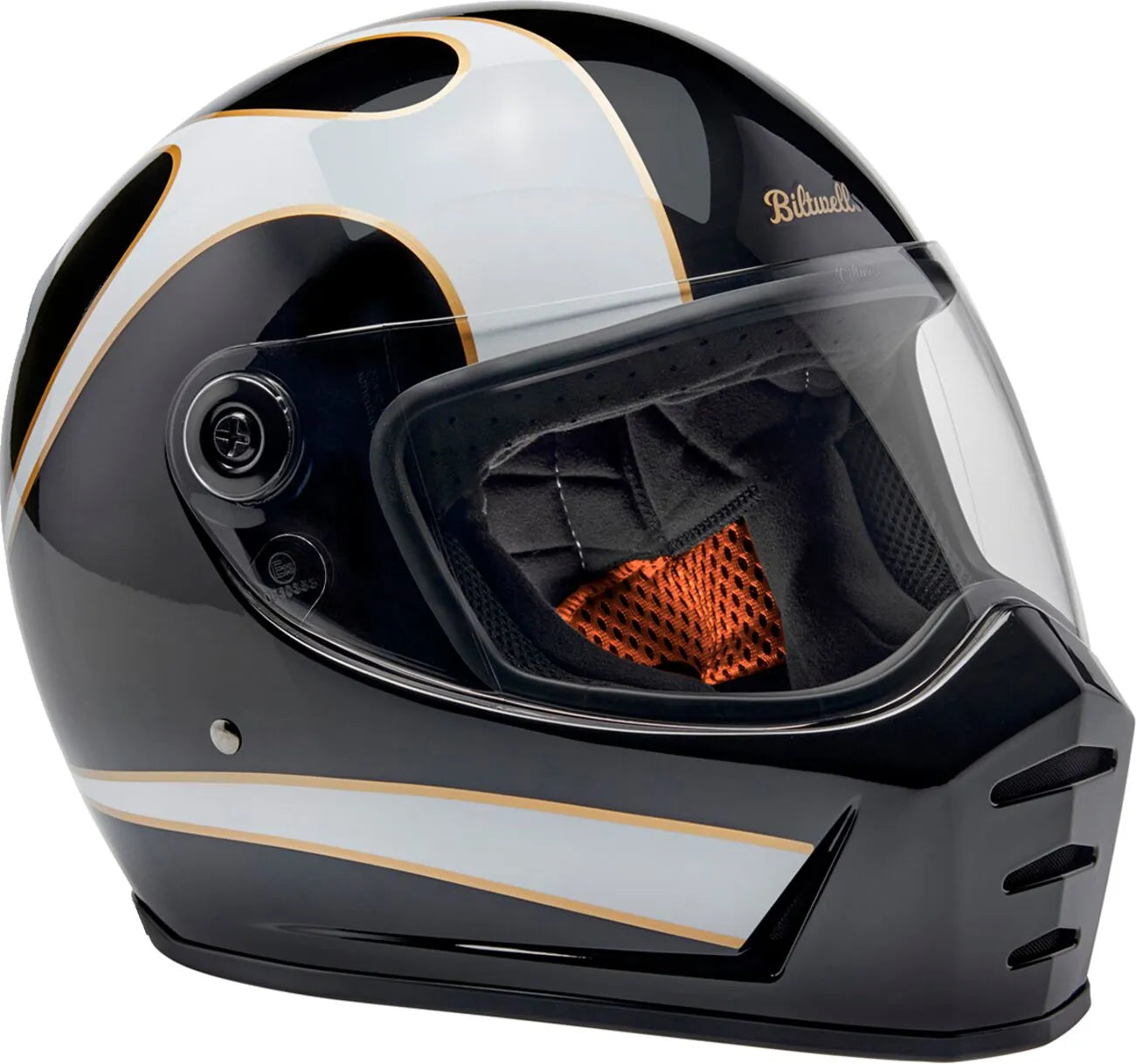 HELMET LANESPLITTER GLOSS BLACK/WHITE W/ FLAMES