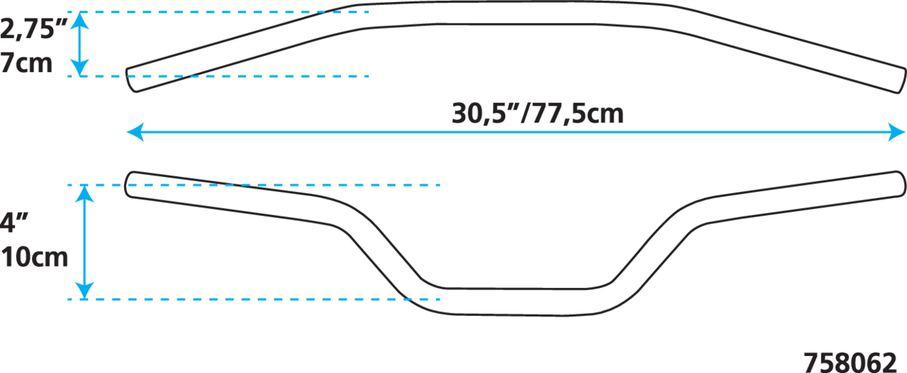 ZODIAC CUSTOM PRODUCTS ONE INCH DIAMETER DIRT TRACK HANDLEBARS | Big Twin | Dyna | FX | FXR | KH | Kingpin | KR | Servi-Car | Softail | Sportster | Touring | XR