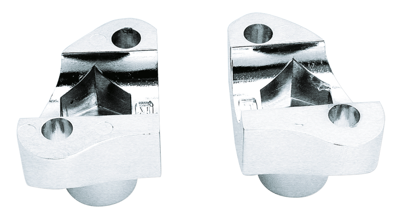 CHROME SHORTY HANDLEBAR RISERS | Big Twin | Dyna | FX | FXR | Servi-Car | Softail | Sportster | Touring | Trike