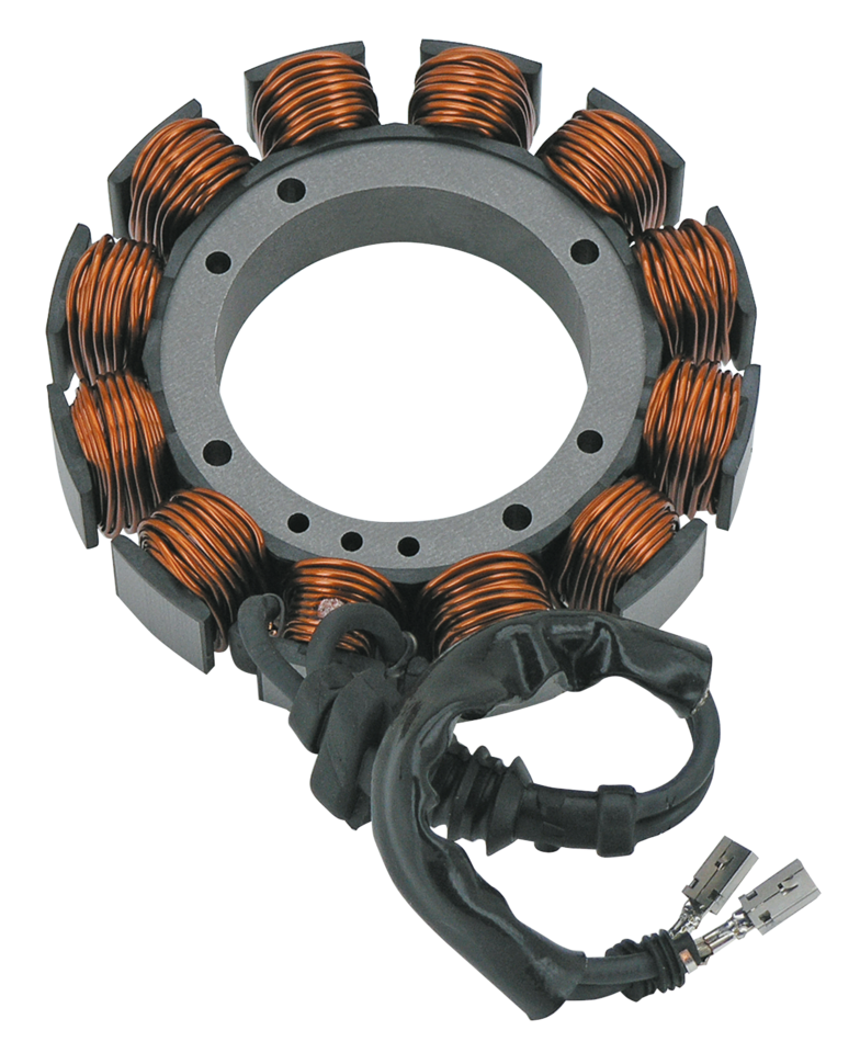 STOCK REPLACEMENT ALTERNATOR STATOR - Made by Standard Motor Products
45 Amp. single phase alternator stator. Fits 2002-2005 FLH and FLT series (OEM 29987-02). | Touring