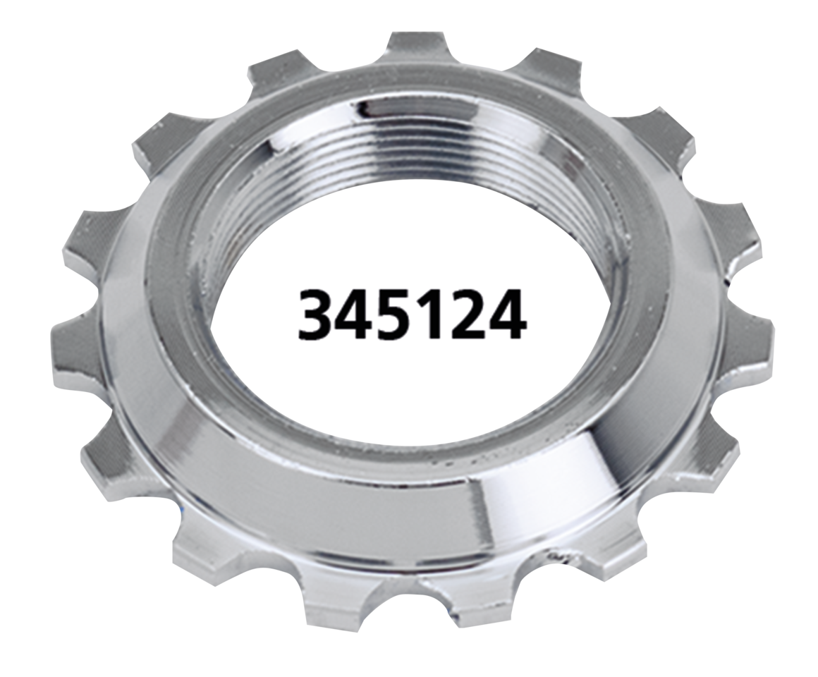 BEARING STEM JAM NUT - Fits 4-speed Big Twin 1949-1984, FXDWG 1993-2005 & Softail 1984-2006, except FXSTD 2000-2006, chrome, Genuine Zodiac (OEM 48330-48A)
Replacements for the seated nut on top of the fork stem bearing.