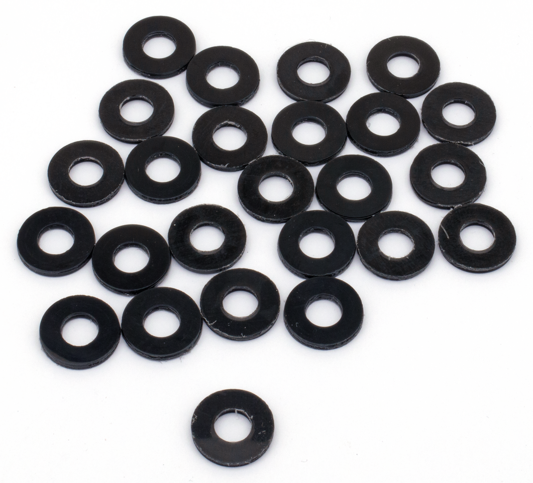 NYLON WASHERS FOR 1/4" SCREWS - Nylon washer, 1/4" x 9/16" x 1/16", 25-pack, Eastern (OEM 6410)
These nylon washers are used under the seat mount screw, air cleaner backing plates and numerous other places.
