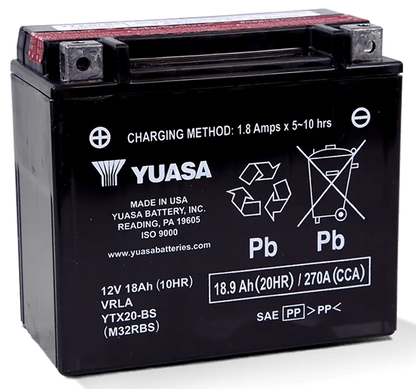 YUASA "V-FORCE" HIGH OUTPUT MAINTENANCE FREE BATTERIES | Adventure Touring | RH Sportster | Sportster