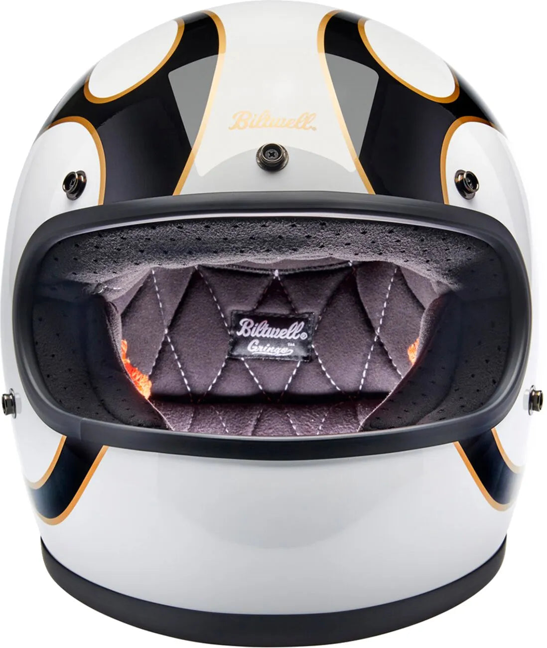 HELMET GRINGO GLOSS WHITE/BLACK W/ FLAMES FLAM