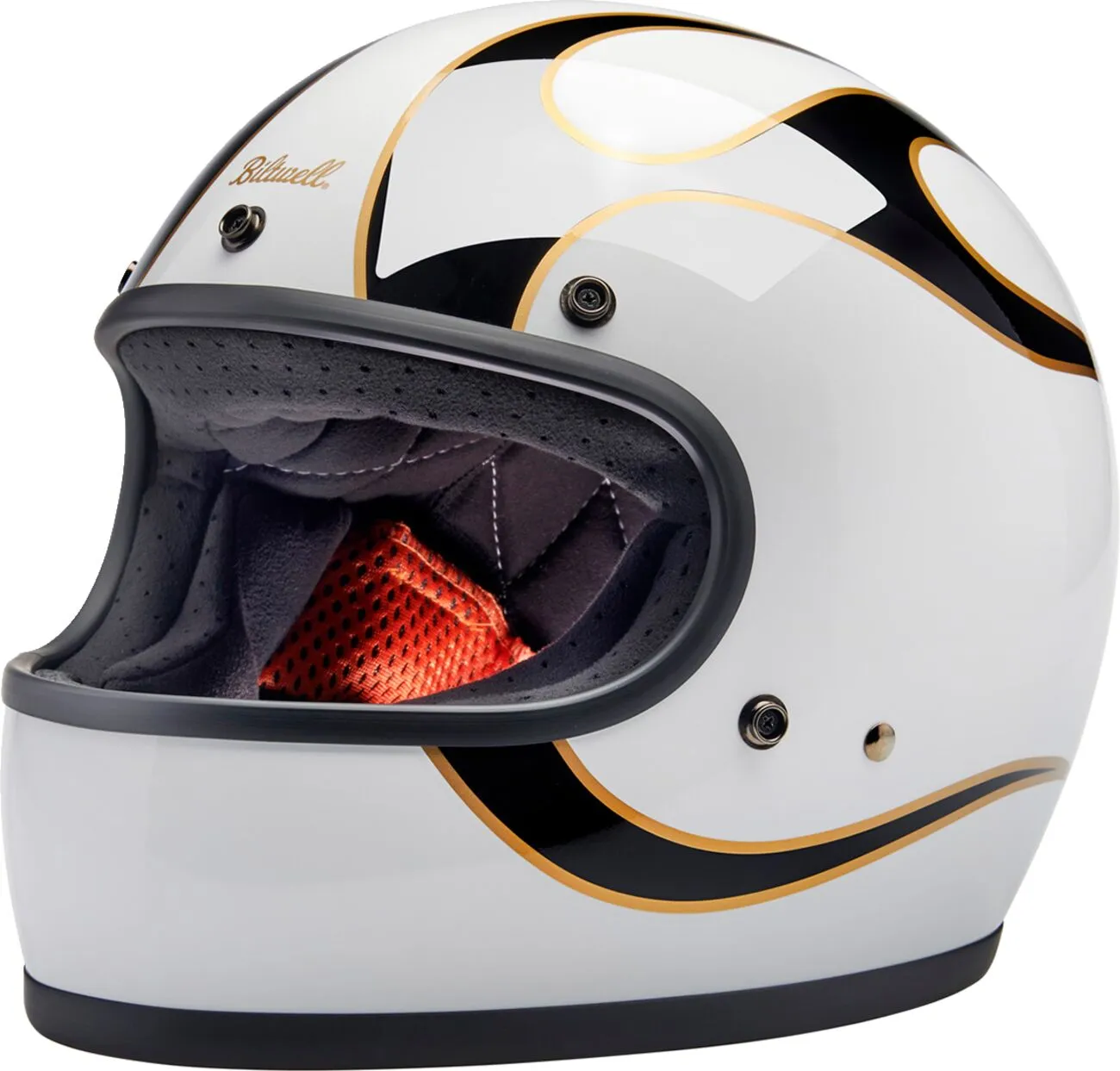 HELMET GRINGO GLOSS WHITE/BLACK W/ FLAMES FLAM