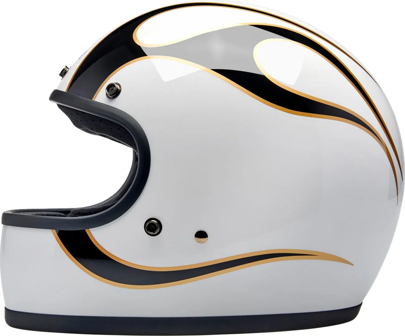 HELMET GRINGO GLOSS WHITE/BLACK W/ FLAMES FLAM