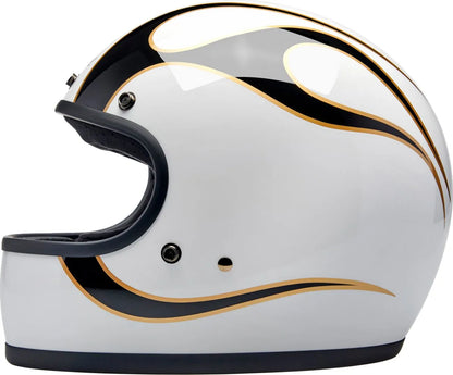 HELMET GRINGO GLOSS WHITE/BLACK W/ FLAMES FLAM
