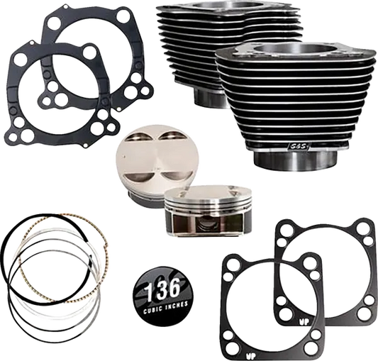 Cylinder Kit 136" with Highlighted Black Granite Fins M8