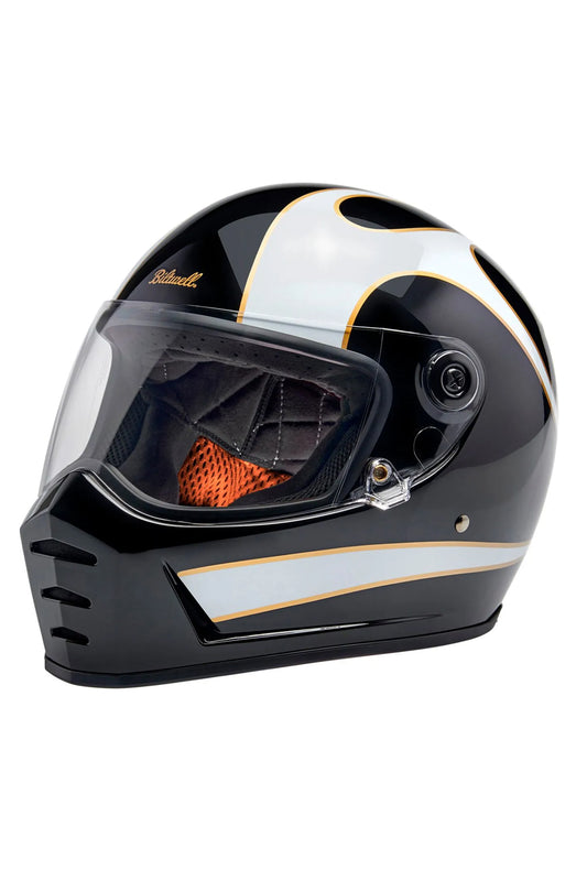 HELMET LANESPLITTER GLOSS BLACK/WHITE W/ FLAMES
