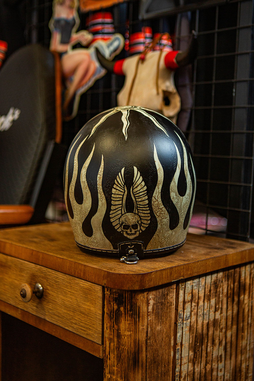 custom painted classic motorcycle helmet Custom Helmet BARBED WIRE – MF Customs