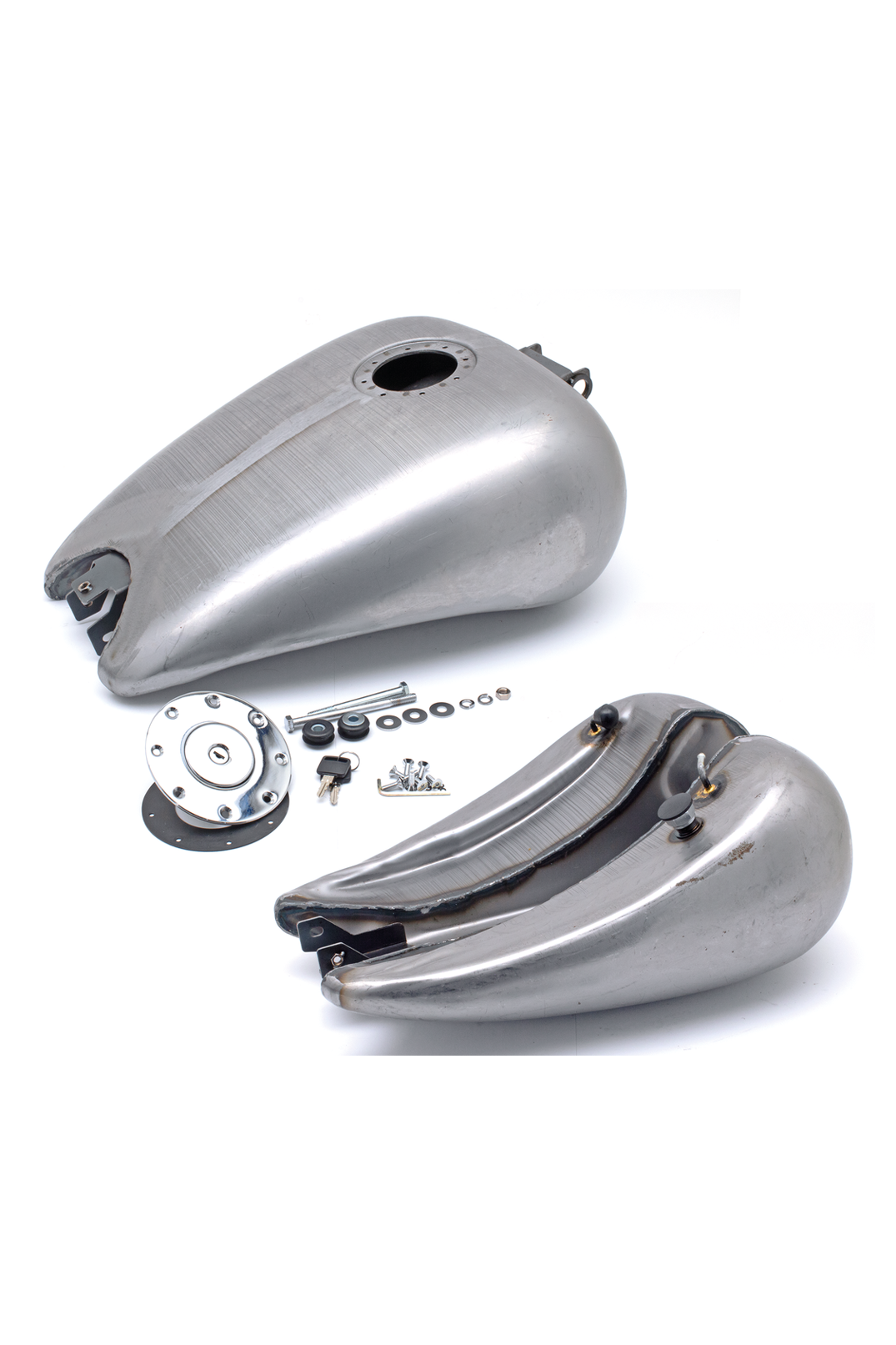 ONE PIECE 2" STRETCHED SMOOTH TOP STEEL GAS TANK FOR DYNA MODELS Single cap (style F)