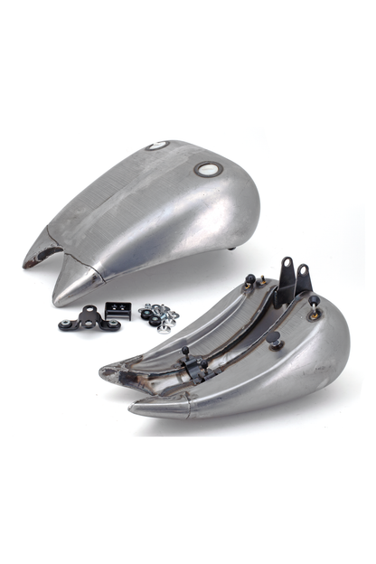 ONE PIECE 4" STRETCHED STEEL SMOOTH TOP GAS TANK FOR SOFTAILS Dual cap (style B)