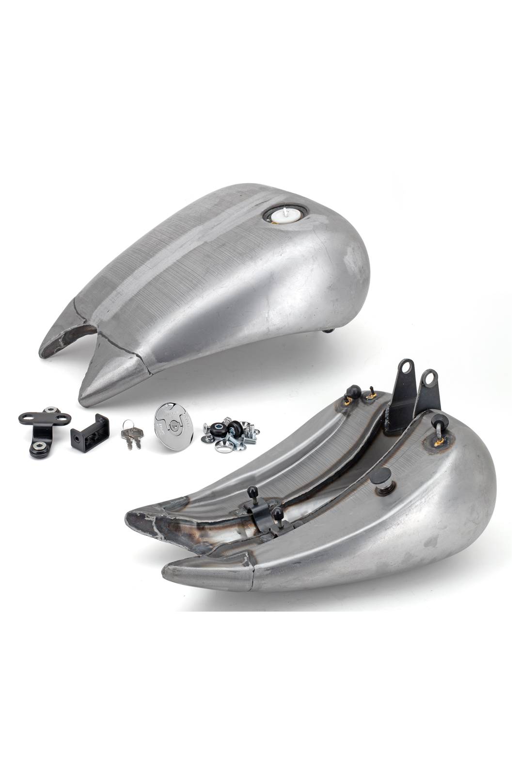 ONE PIECE 4" STRETCHED STEEL SMOOTH TOP GAS TANK FOR SOFTAILS Single cap (style D)