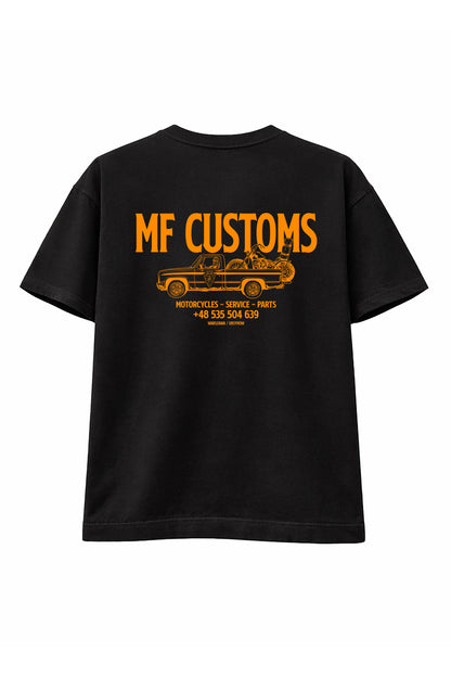 Service Cycles MF Customs T-Shirts Black Orange