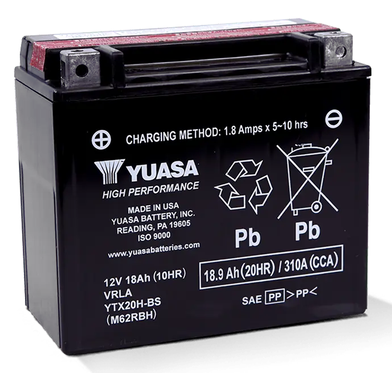 YUASA "V-FORCE" HIGH OUTPUT MAINTENANCE FREE BATTERIES | Adventure Touring | RH Sportster | Sportster