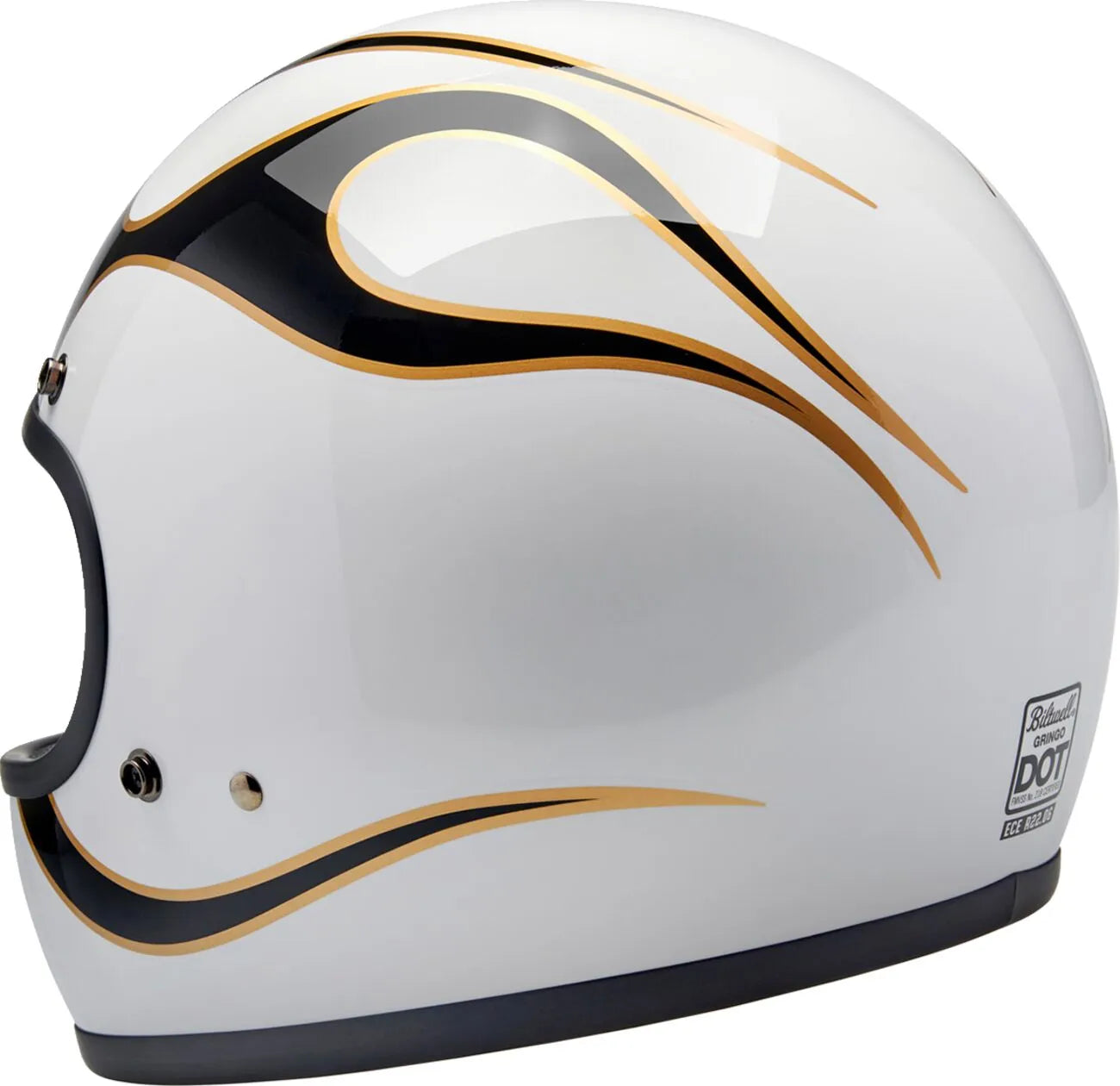 HELMET GRINGO GLOSS WHITE/BLACK W/ FLAMES FLAM