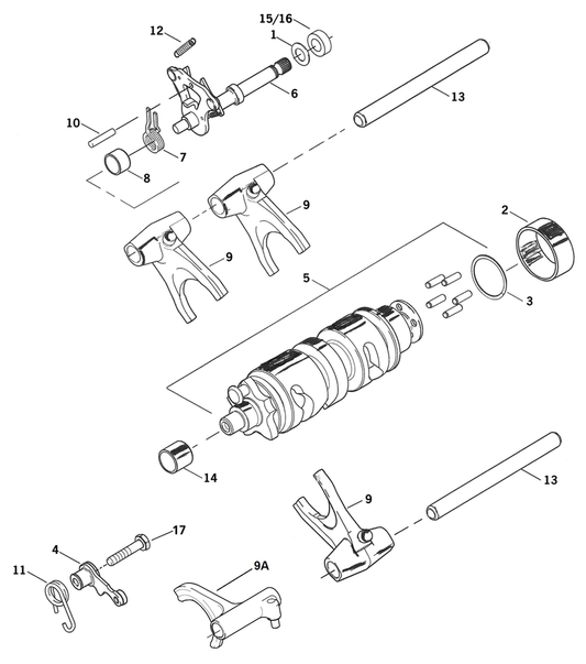 SHIFTER PARTS FOR 2004 TO PRESENT SPORTSTER & AIR COOLED BUELL - Shifter shaft XL06-up

Except where indicated differently all parts are sold each. Required quantities are indicated between parenthesis, for example like (2). | Sportster  |  XB