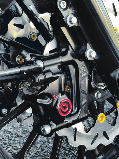 KEN'S FACTORY NEXT LEVEL MOUNTING BRACKETS FOR RADIAL BRAKE CALIPERS | Adventure Touring | Dyna | EV | FXR | Softail | Sportster | Touring | V-Rod