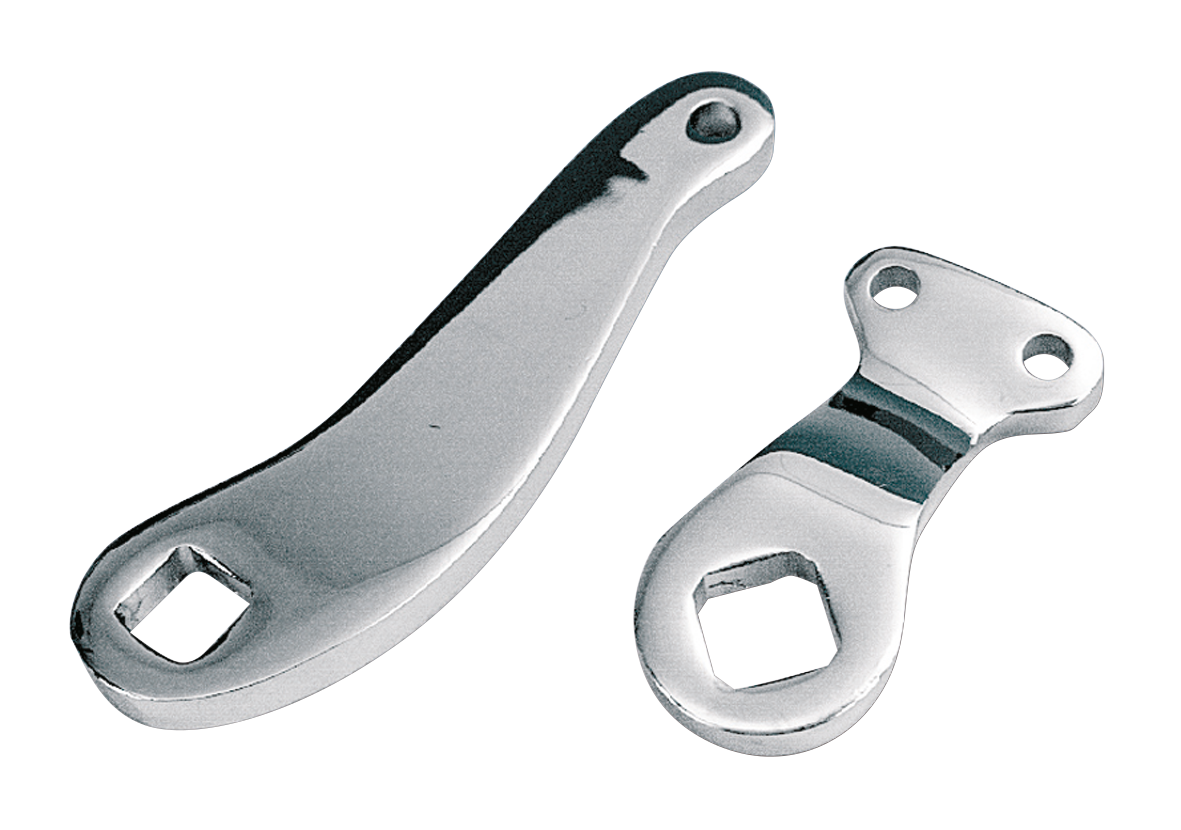 CHROME REAR BRAKE AND BRAKE SHAFT LEVERS - Rear drum brake lever (OEM 41929-36).

Chrome plated levers for Big Twin models 1936 thru 1957 with stock mechanical brake. | Big Twin