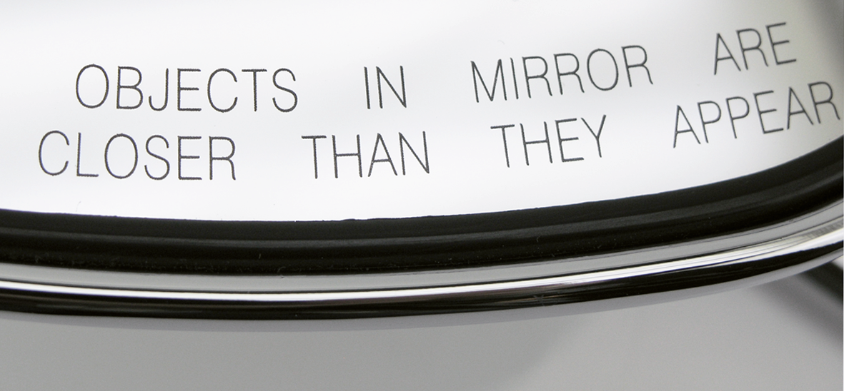 CHROME MIRROR WITH DIAMOND LOGO