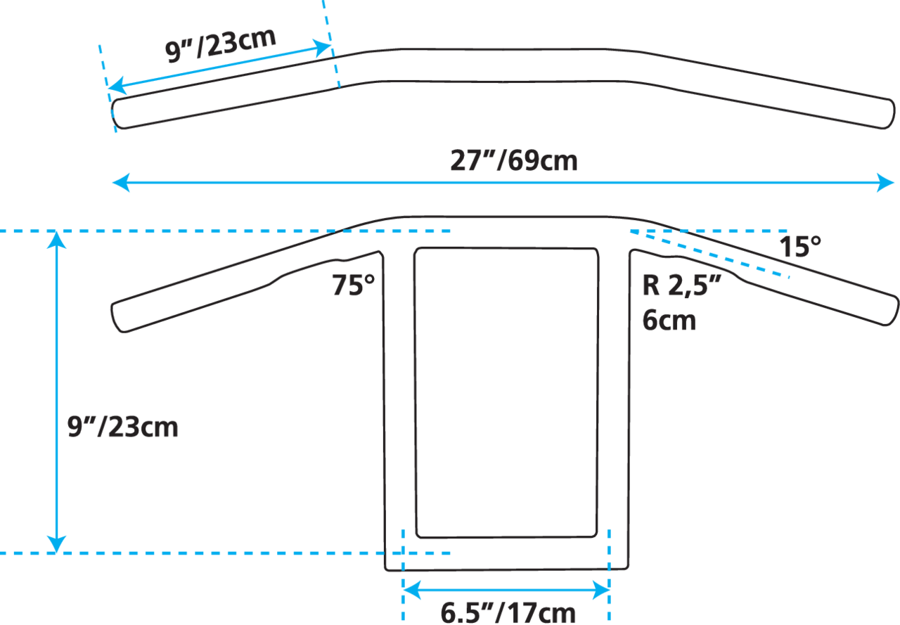 ZODIAC CUSTOM PRODUCTS ONE INCH DIAMETER WINDOWS HANDLEBARS | Big Twin | Dyna | FX | FXR | KH | Kingpin | KR | Servi-Car | Softail | Sportster | Touring | XR