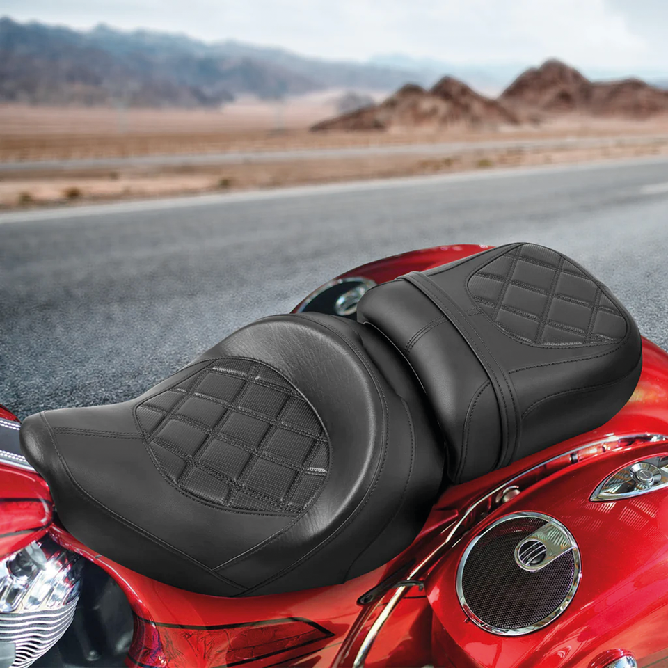 C.C. RIDER 2-UP SEAT FOR BIG INCH INDIAN | Challenger | Chief | Chieftain | Pursuit | Roadmaster | Springfield