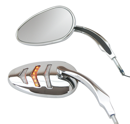 CHROME "DETONATOR" MIRRORS WITH BUILT-IN LED LIGHTS