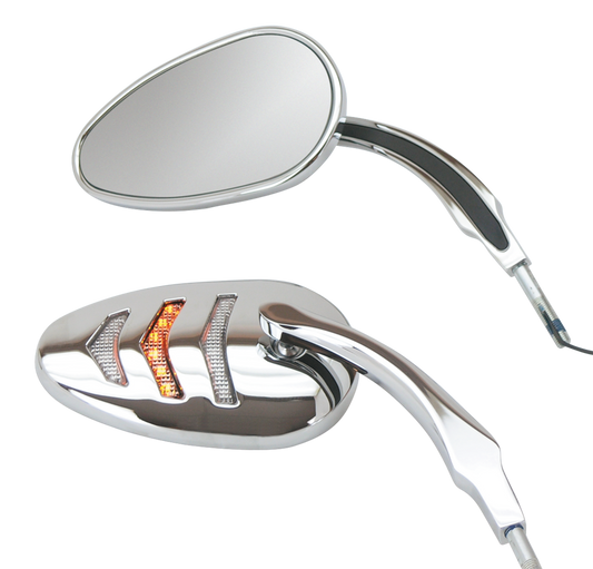 CHROME "DETONATOR" MIRRORS WITH BUILT-IN LED LIGHTS