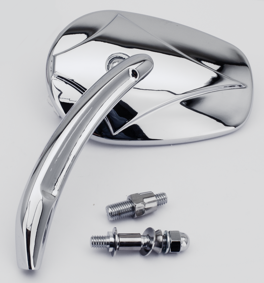 CHROME MIRROR WITH DIAMOND LOGO