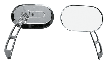 CHROME PLATED OVAL MIRROR - Mirror set left and right

Show chromed oval Custom mirrors. The special machined stem adds an extra custom tough. Sold in pairs (OEM 91962-98).