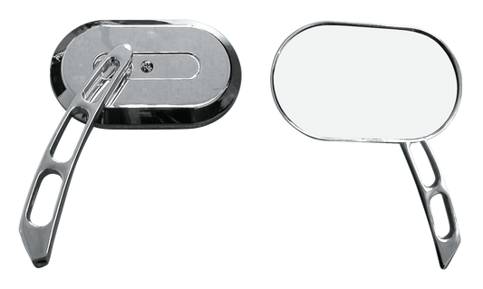 CHROME PLATED OVAL MIRROR - Mirror set left and right

Show chromed oval Custom mirrors. The special machined stem adds an extra custom tough. Sold in pairs (OEM 91962-98).