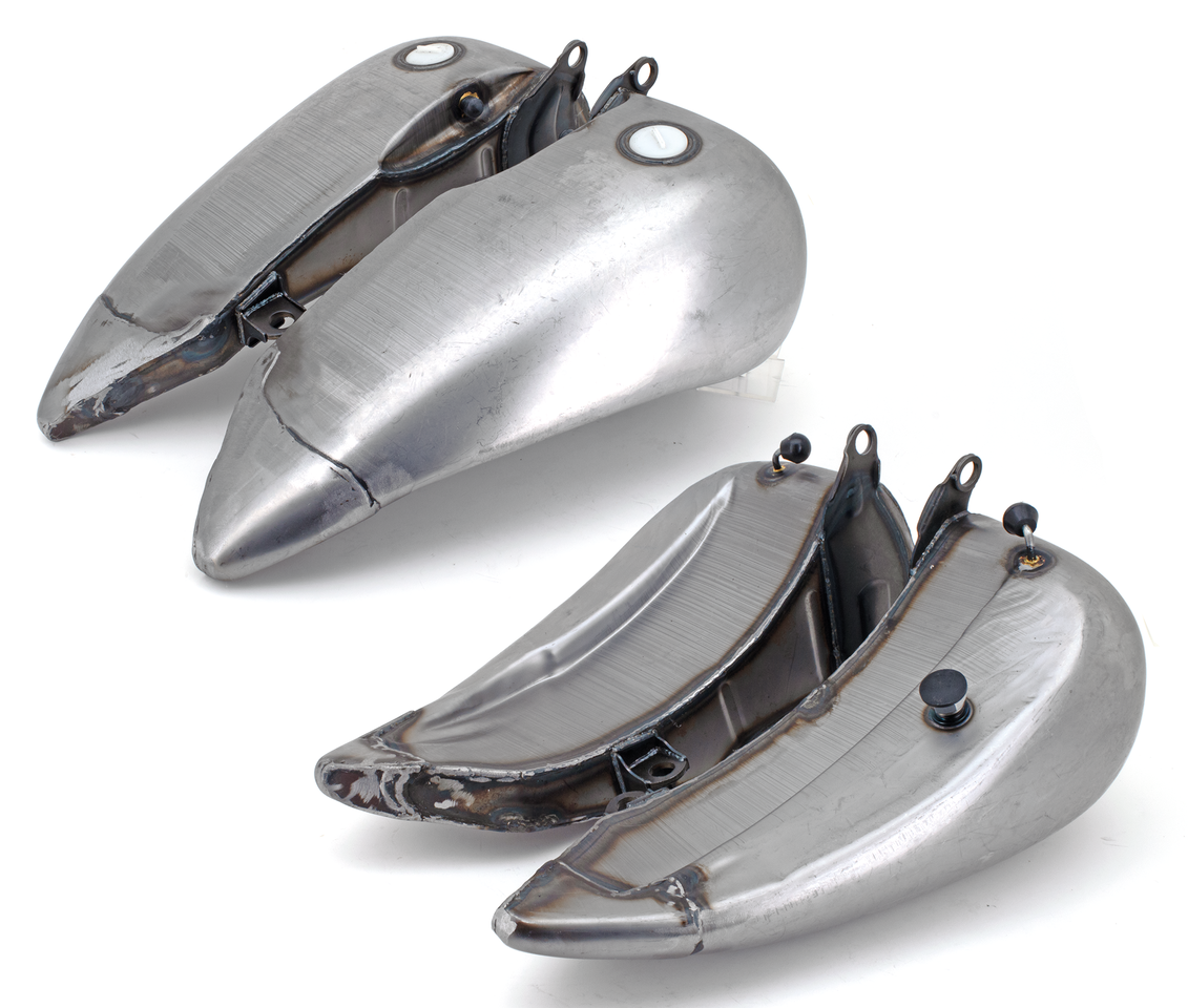 4" STRETCHED STEEL FLAT-SIDE GAS TANK FOR SOFTAILS 5.4 gallon (20,4L.) (style B)