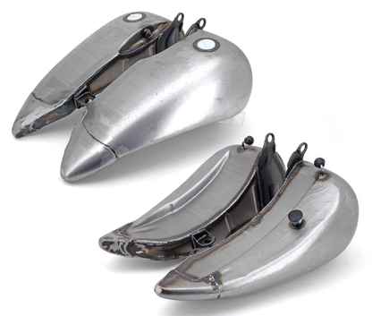 4" STRETCHED STEEL FLAT-SIDE GAS TANK FOR SOFTAILS 5.4 gallon (20,4L.) (style B)