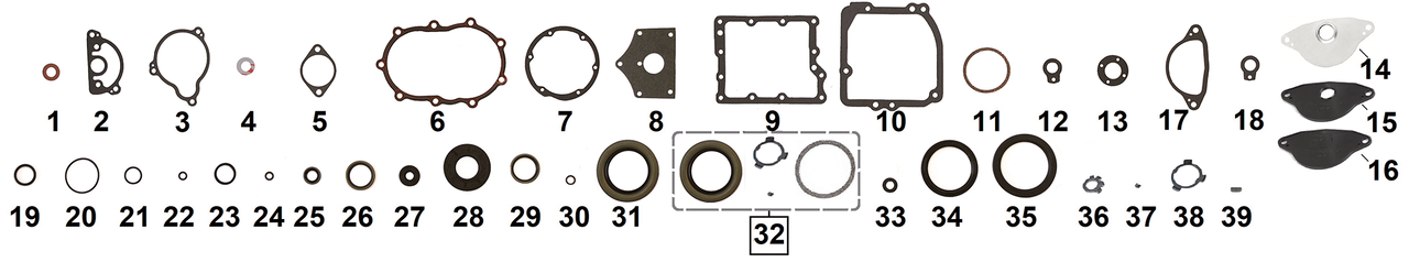 1952-1979 FOOT SHIFT RATCHET TOP - Transmission oil seal set BT36-69 | Big Twin