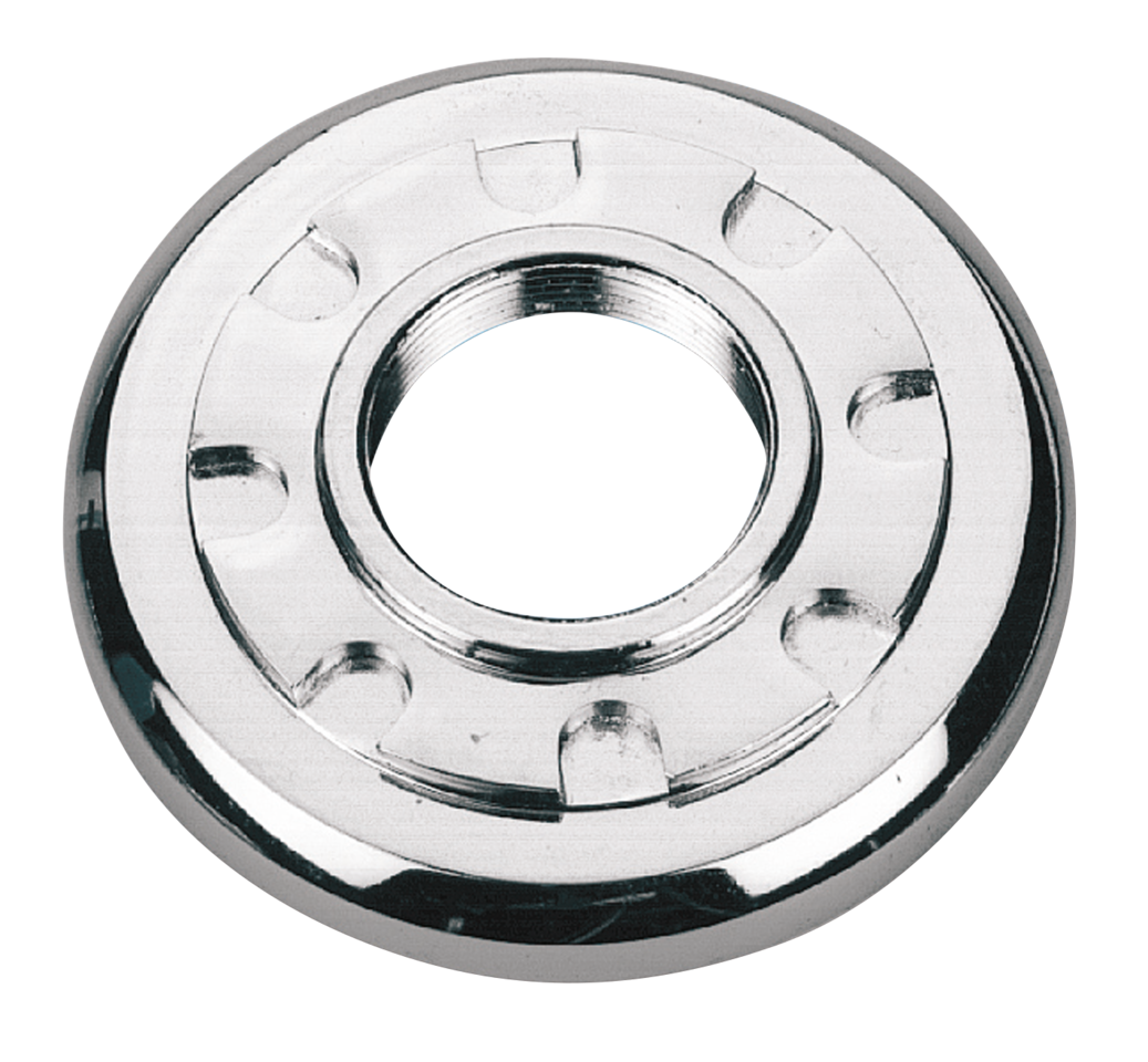 BEARING STEM JAM NUT - Fits 4-speed Big Twin 1949-1984, FXDWG 1993-2005 &amp; Softail 1984-2006, except FXSTD 2000-2006, chrome, Genuine Zodiac (OEM 48330-48A)

Replacements for the seated nut on top of the fork stem bearing.