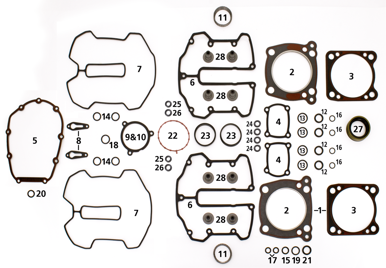 ENGINE GASKETS, SEALS AND O-RINGS FOR MILWAUKEE EIGHT - Gasket Kit Top End M-8

Complete line of individual gaskets, seals and O-rings for 2017 to present Milwaukee Eight. Note: Sold to dealers in pack quantities as listed. | Softail  |  Touring  |  Trike