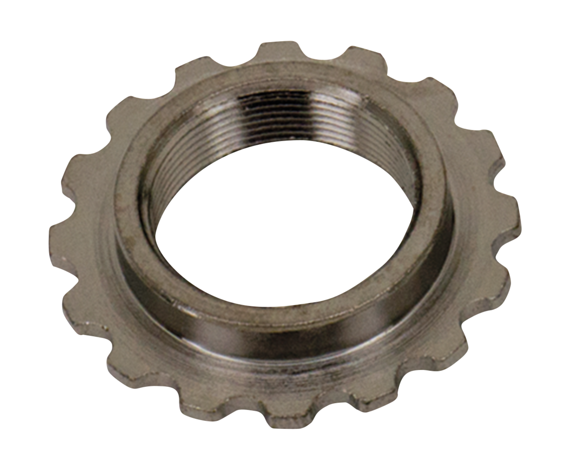 BEARING STEM JAM NUT - Fits 4-speed Big Twin 1949-1984, FXDWG 1993-2005 &amp; Softail 1984-2006, except FXSTD 2000-2006, chrome, Genuine Zodiac (OEM 48330-48A)

Replacements for the seated nut on top of the fork stem bearing.