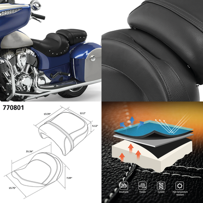 C.C. RIDER 2-UP SEAT FOR BIG INCH INDIAN | Challenger | Chief | Chieftain | Pursuit | Roadmaster | Springfield
