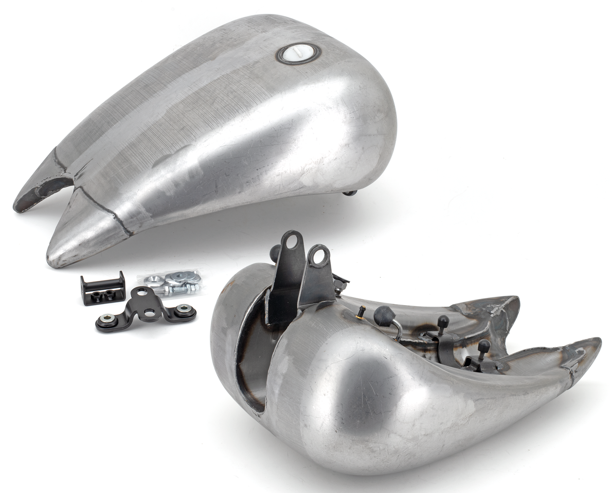 ONE PIECE 4" STRETCHED STEEL SMOOTH TOP GAS TANK FOR SOFTAILS Single cap (style B)