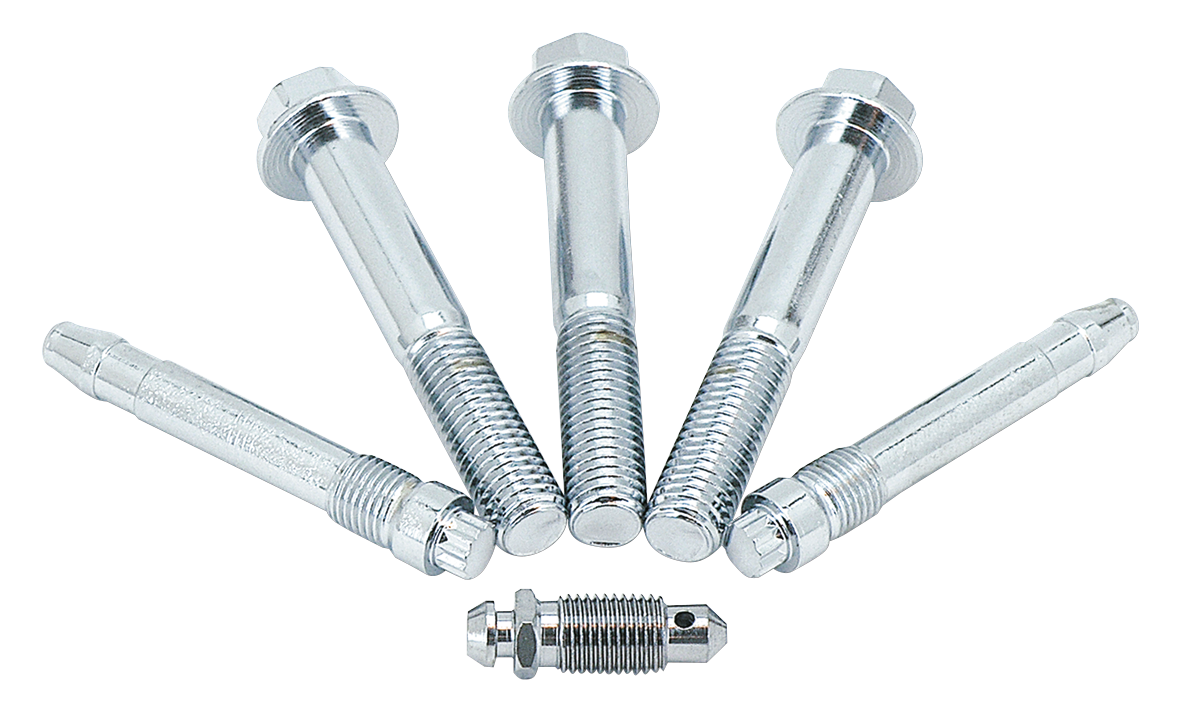 CHROME FRONT AND REAR BRAKE CALIPER HARDWARE | Dyna | FXR | Softail | Sportster | Touring | V-Rod