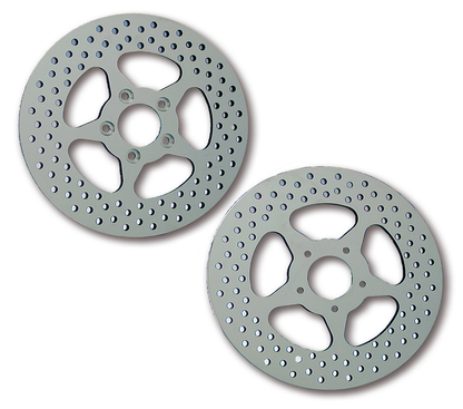 REV"O"LUTION POLISHED 5 POINT STAR DISC BRAKE ROTORS | Dyna | FXR | Softail | Sportster | Touring