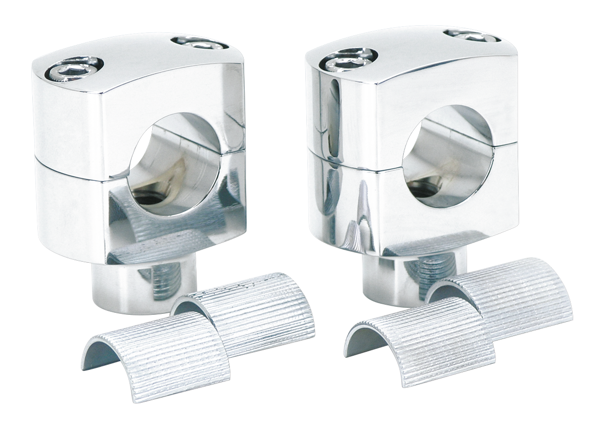 CHROME SQUARED BILLET RISERS | Big Twin | Dyna | FX | FXR | Servi-Car | Softail | Sportster | Touring | Trike