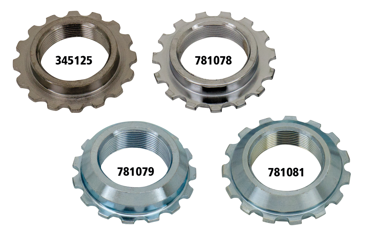 BEARING STEM JAM NUT - Fits 4-speed Big Twin 1949-1984, FXDWG 1993-2005 &amp; Softail 1984-2006, except FXSTD 2000-2006, zinc, V-Twin Mfg. (OEM 48330-48A)

Replacements for the seated nut on top of the fork stem bearing.
