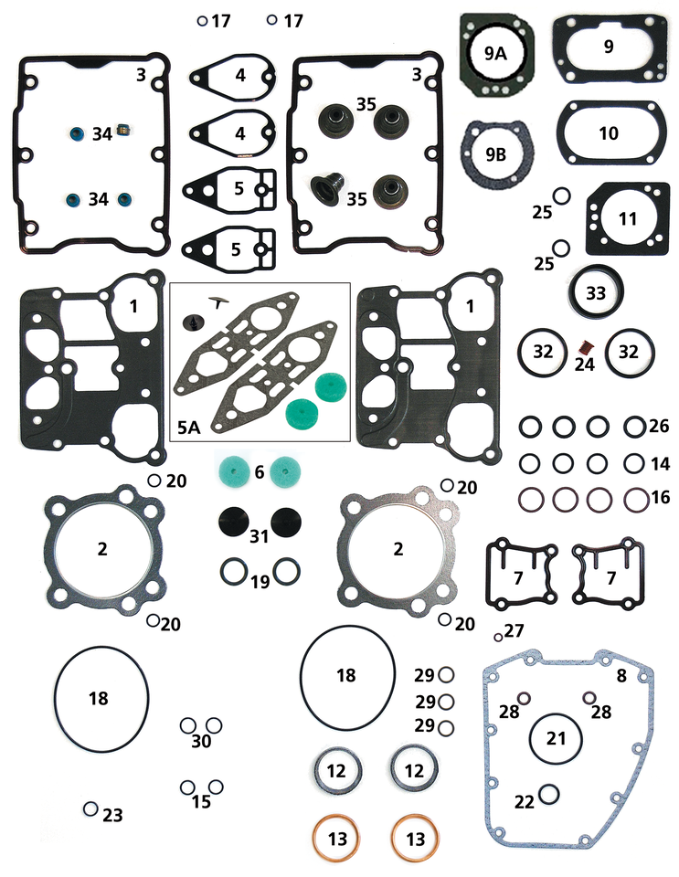 ENGINE GASKETS, SEALS AND O-RINGS FOR TWIN CAM - Head cover gaskets TC99-17, pair

Complete line of individual gaskets, seals and O-rings for 1999-2017 Twin Cam. Note: Sold to dealers in pack quantities as listed. | Dyna  |  Softail  |  Touring  |  Trike