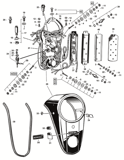 INSTRUMENT PANEL 1947-1961 - GZP Base plate for 2 light dash. | Big Twin