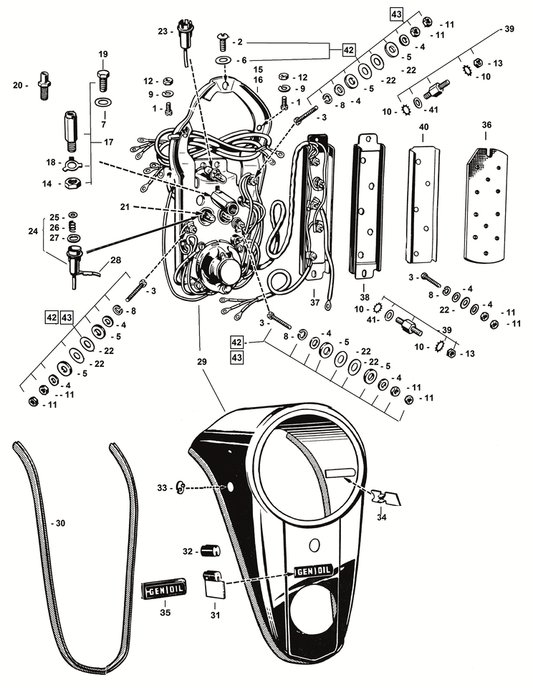 INSTRUMENT PANEL 1947-1961 - GZP Base plate for 2 light dash. | Big Twin