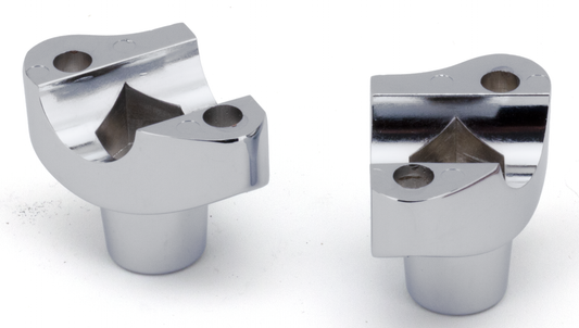 CHROME SHORTY HANDLEBAR RISERS | Big Twin | Dyna | FX | FXR | Servi-Car | Softail | Sportster | Touring | Trike