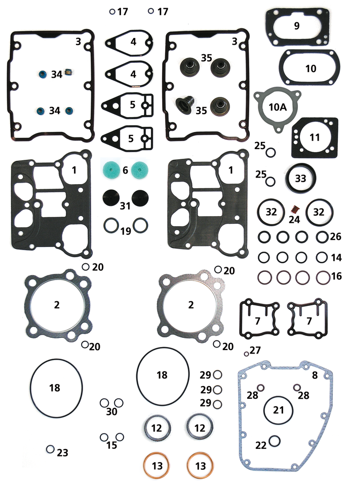 ENGINE GASKETS, SEALS AND O-RINGS FOR TWIN CAM - Head cover gaskets TC99-17, pair

Complete line of individual gaskets, seals and O-rings for 1999-2017 Twin Cam. Note: Sold to dealers in pack quantities as listed. | Dyna  |  Softail  |  Touring  |  Trike