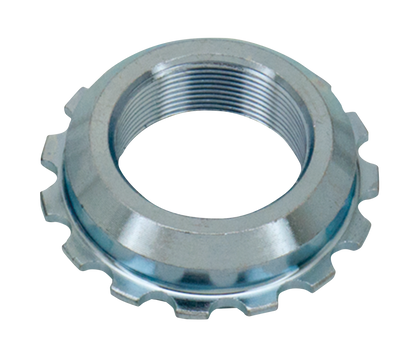 BEARING STEM JAM NUT - Fits 4-speed Big Twin 1949-1984, FXDWG 1993-2005 &amp; Softail 1984-2006, except FXSTD 2000-2006, zinc, V-Twin Mfg. (OEM 48330-48A)

Replacements for the seated nut on top of the fork stem bearing.